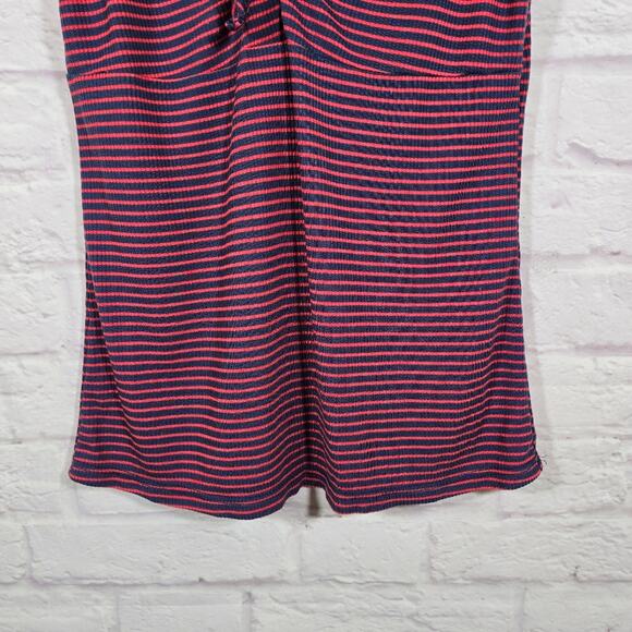 M Caution To The Wind Navy Orange Striped Tank Top Size S Front Tie Nautical - Picture 3 of 8